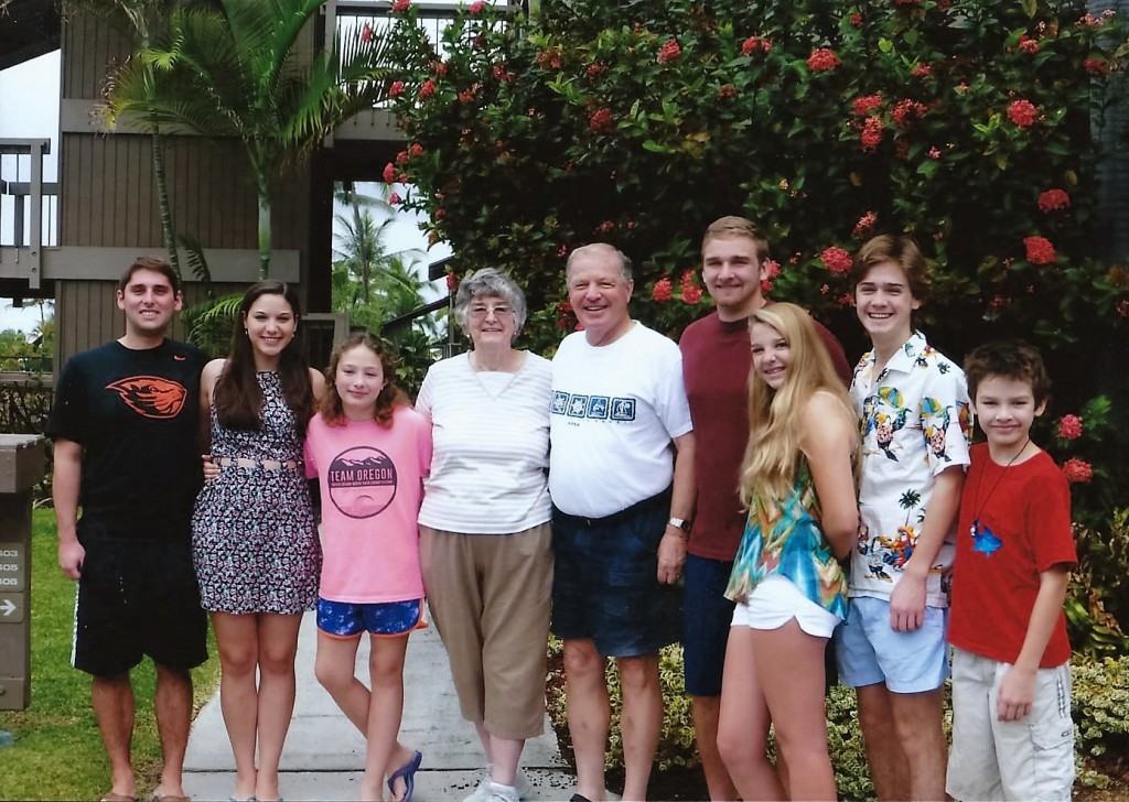 Bill and Nan with their grandchildren, 2014