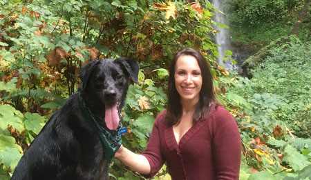 Rebecca and her dog Grover. We are 9 months "new" to Oregon and still exploring its natural beauty!